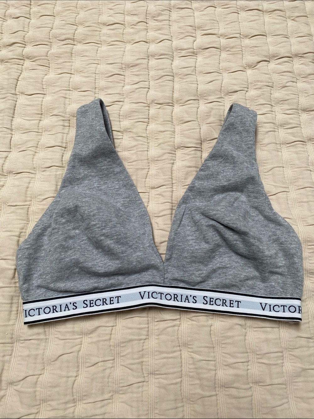 Victoria's Secret Heather Gray Wireless Bralette with Logo Band